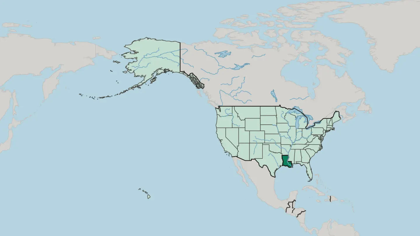 Map of Louisiana in United States