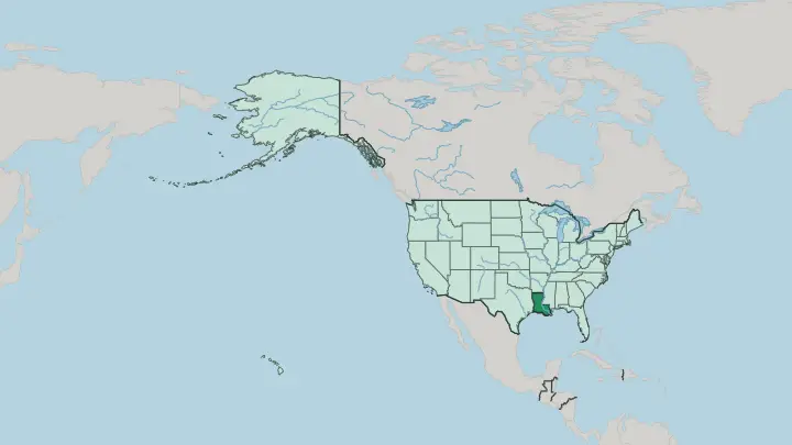 Map of Louisiana in United States