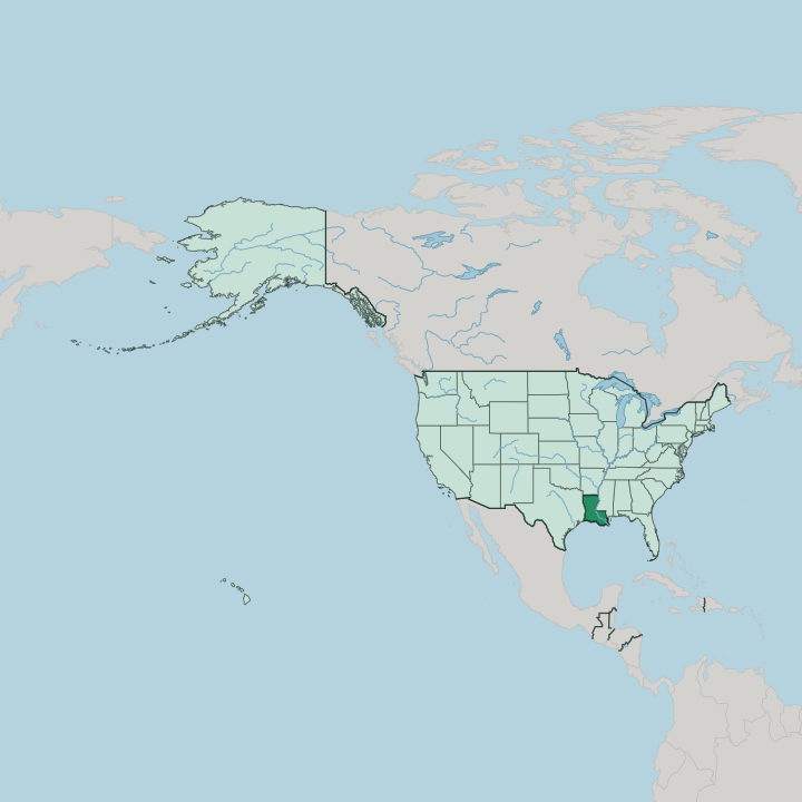Map showing Louisiana — In United States
