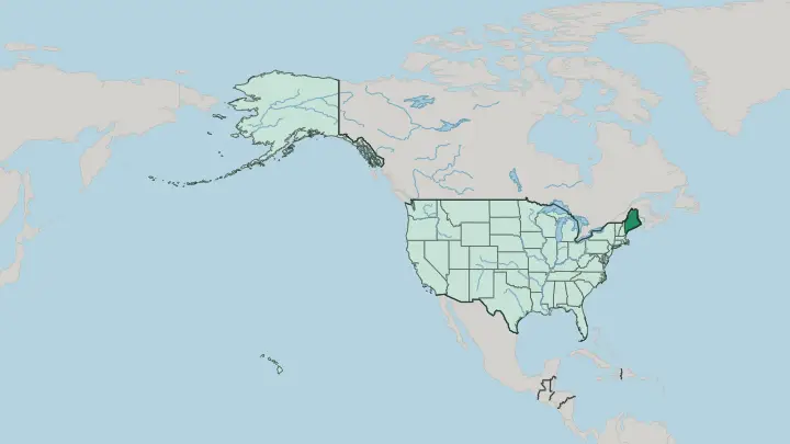 Map of Maine in United States