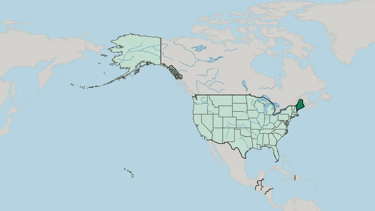 Map of Maine in United States