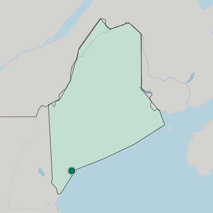 Map showing Portland — In Maine