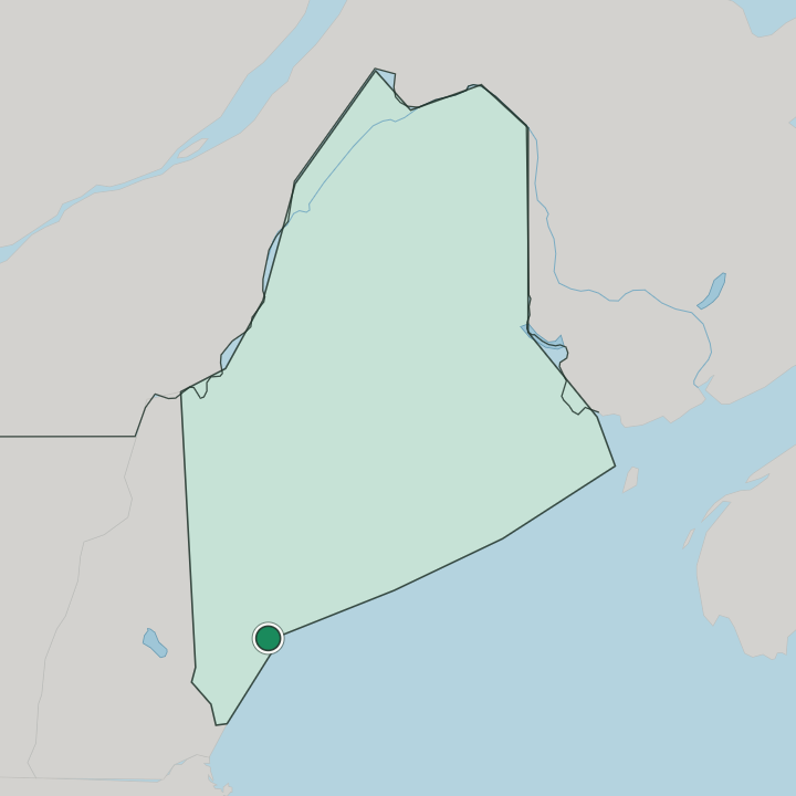 Map showing Portland — In Maine