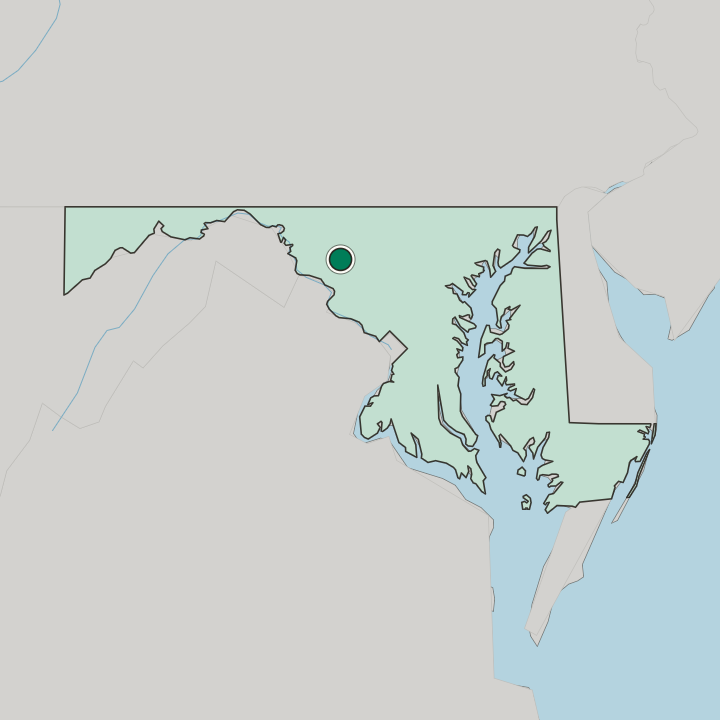 Map showing Frederick — In Maryland