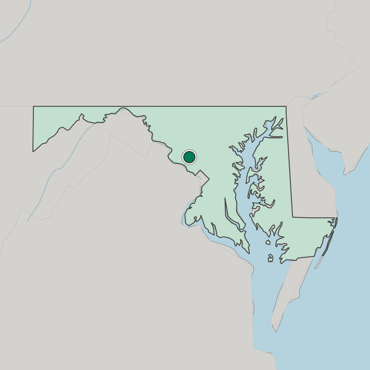 Map showing Gaithersburg — In Maryland