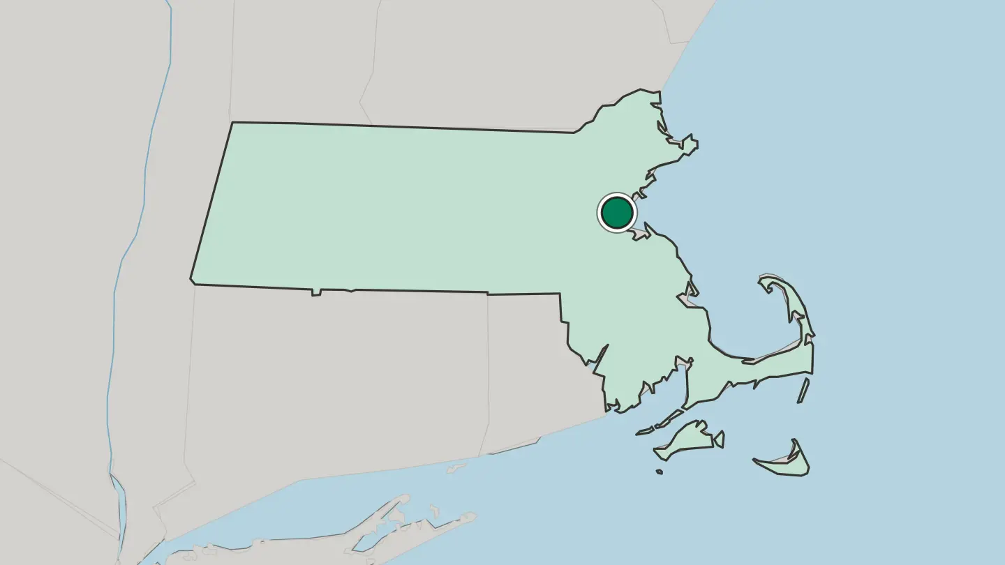 Map of Boston in United States