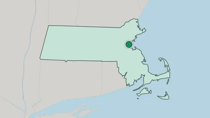 Map of Boston in United States