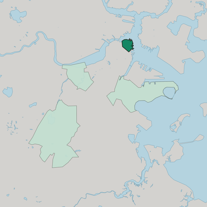 Map showing North End — In Boston