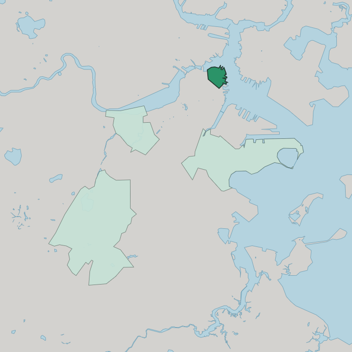 Map showing North End — In Boston