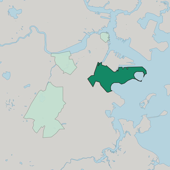 Map showing South Boston — In Boston