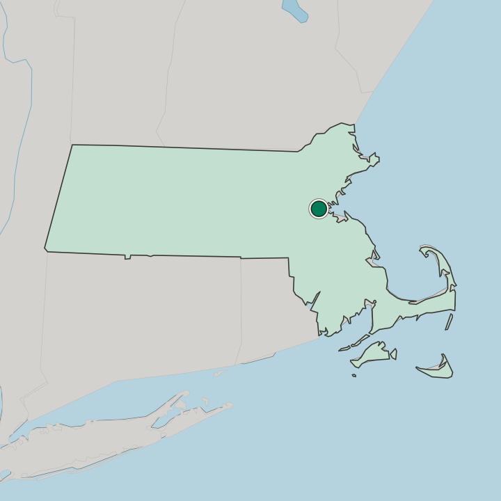 Map showing Brookline — In Massachusetts