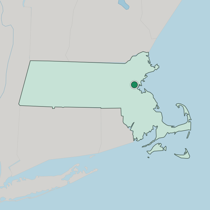 Map showing Cambridge — In Massachusetts