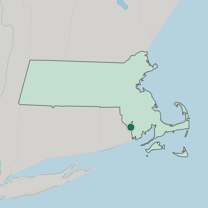 Map showing Fall River — In Massachusetts