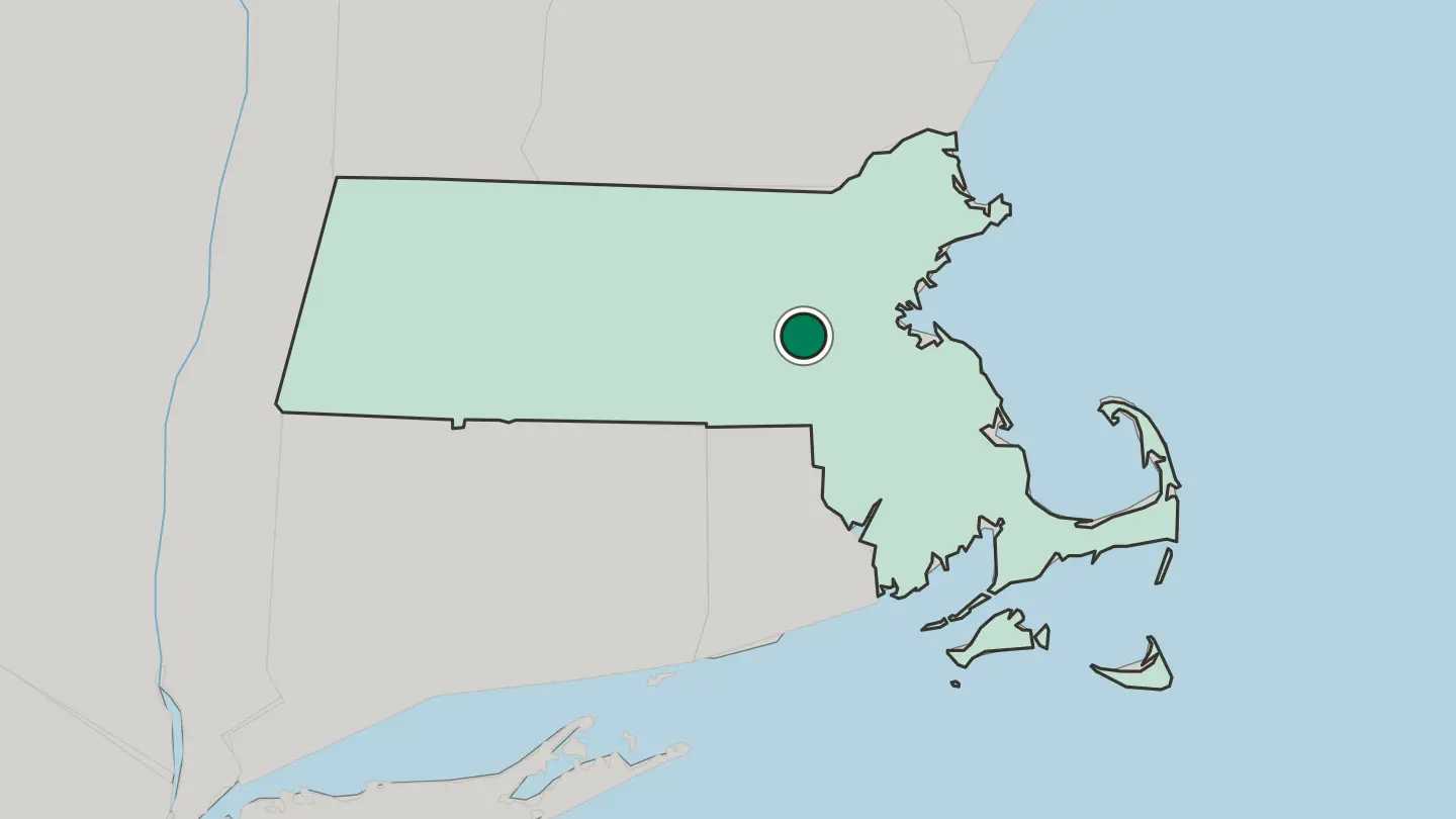 Map of Framingham in United States
