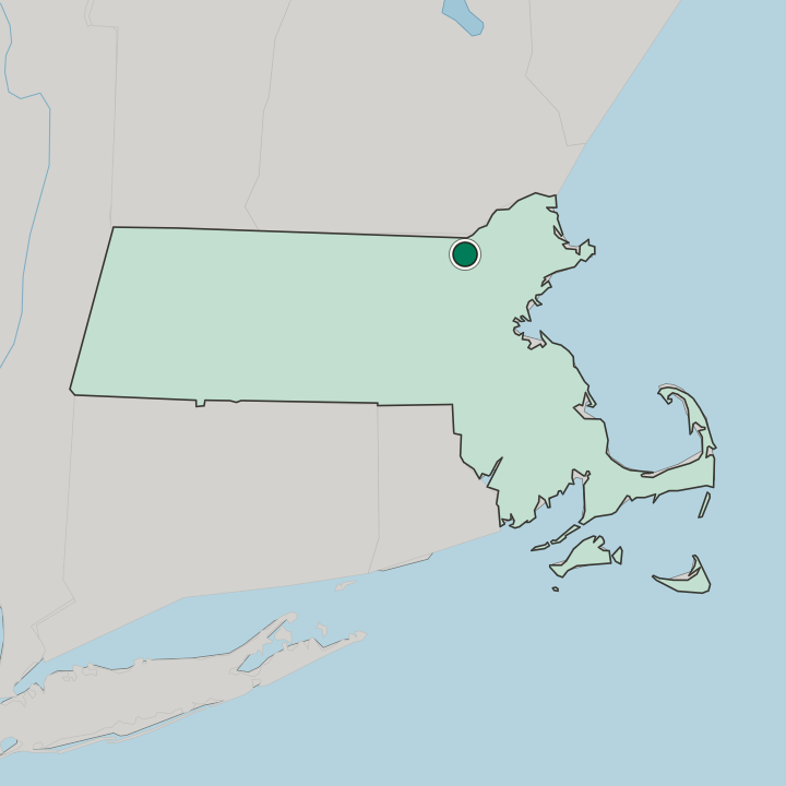 Map showing Lowell — In Massachusetts