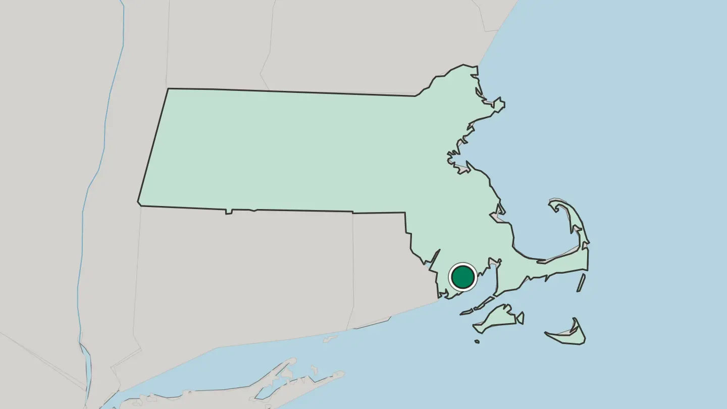 Map of New Bedford in United States