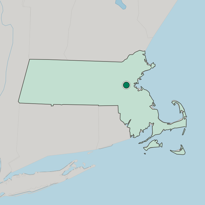 Map showing Newton — In Massachusetts