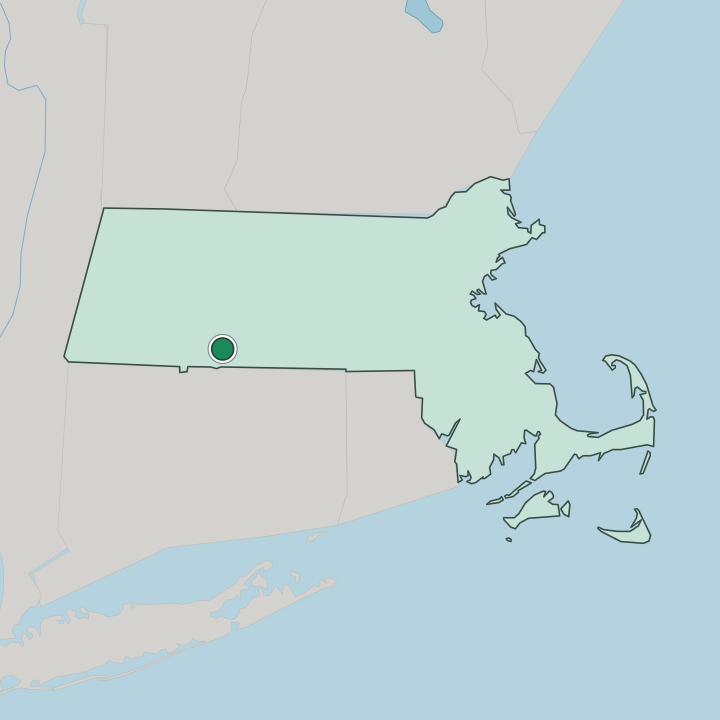 Map showing Springfield — In Massachusetts