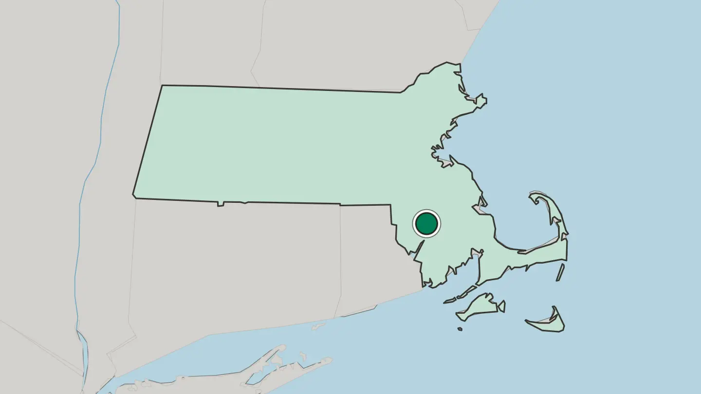 Map of Taunton in United States