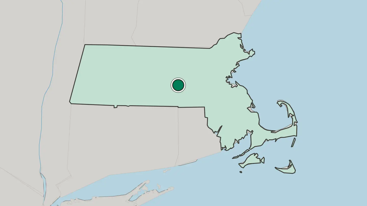 Map of Worcester in United States