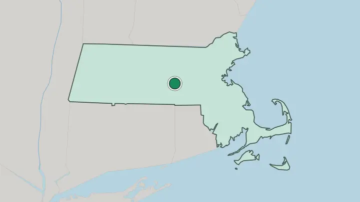 Map of Worcester in United States