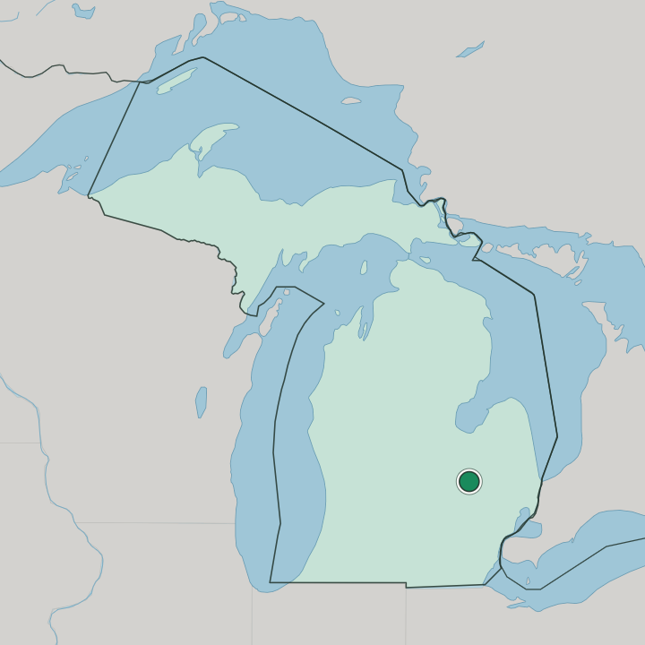 Map showing Flint — In Michigan