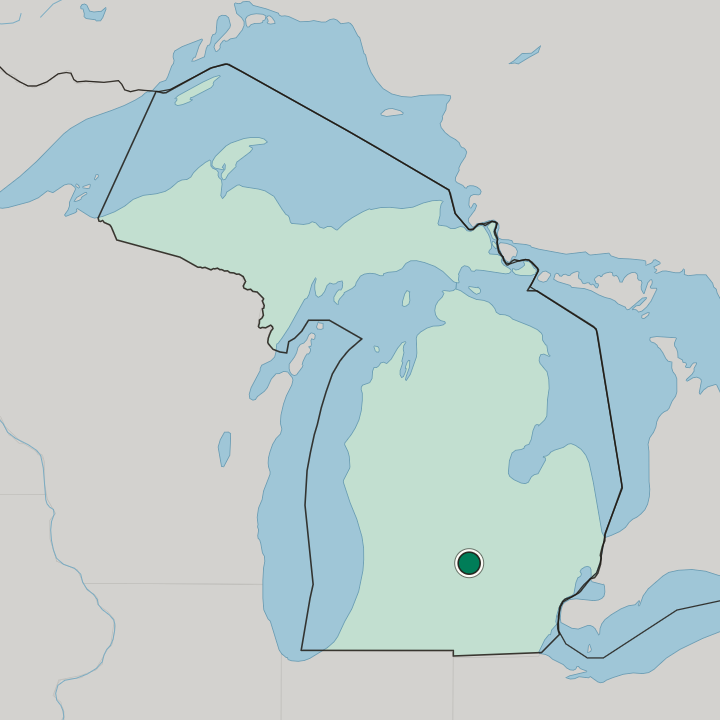 Map showing Lansing — In Michigan
