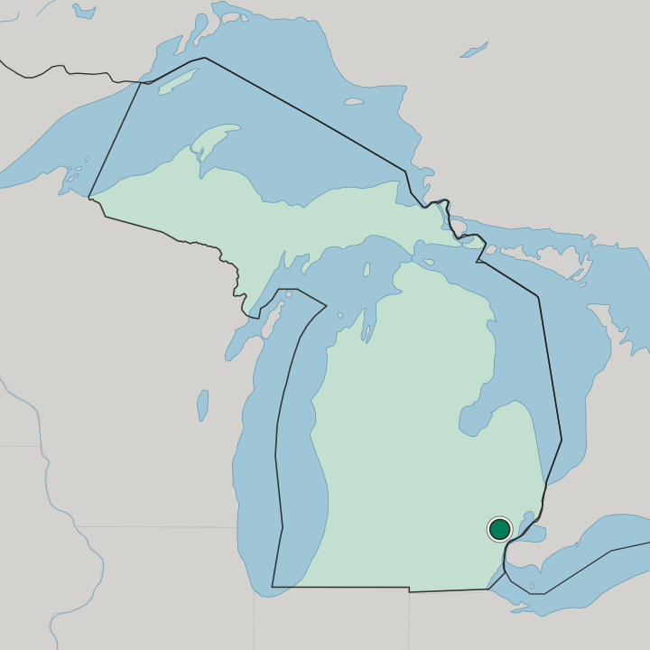 Map showing Southfield — In Michigan