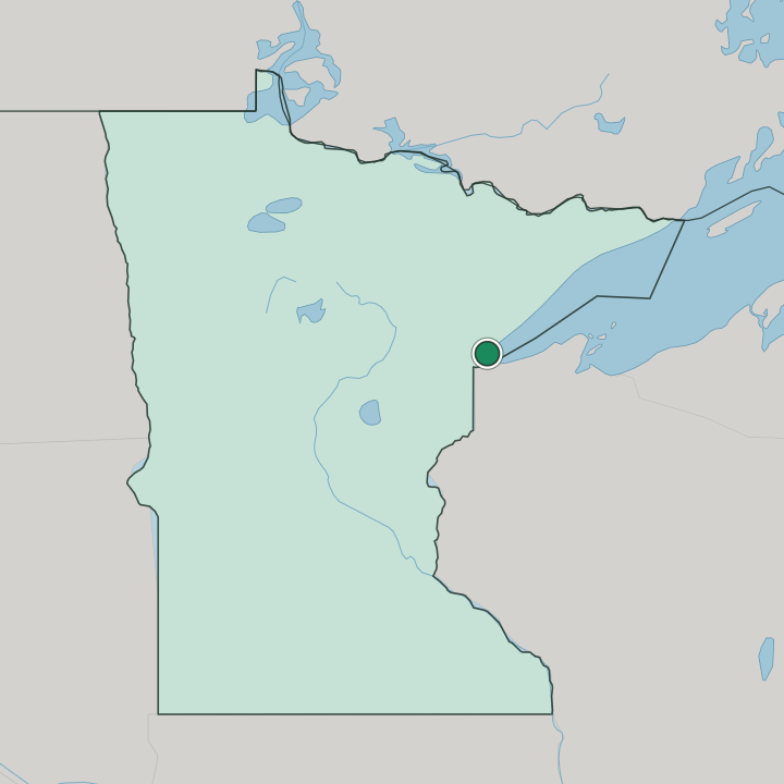 Map showing Duluth — In Minnesota