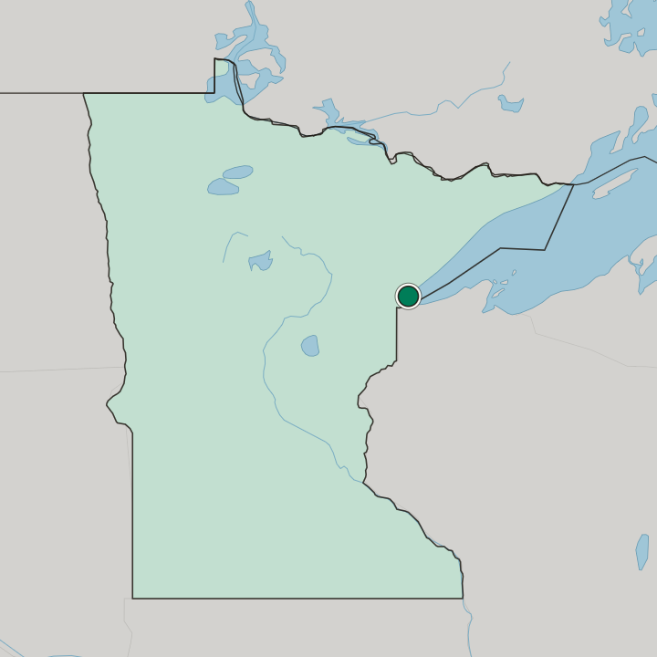 Map showing Duluth — In Minnesota