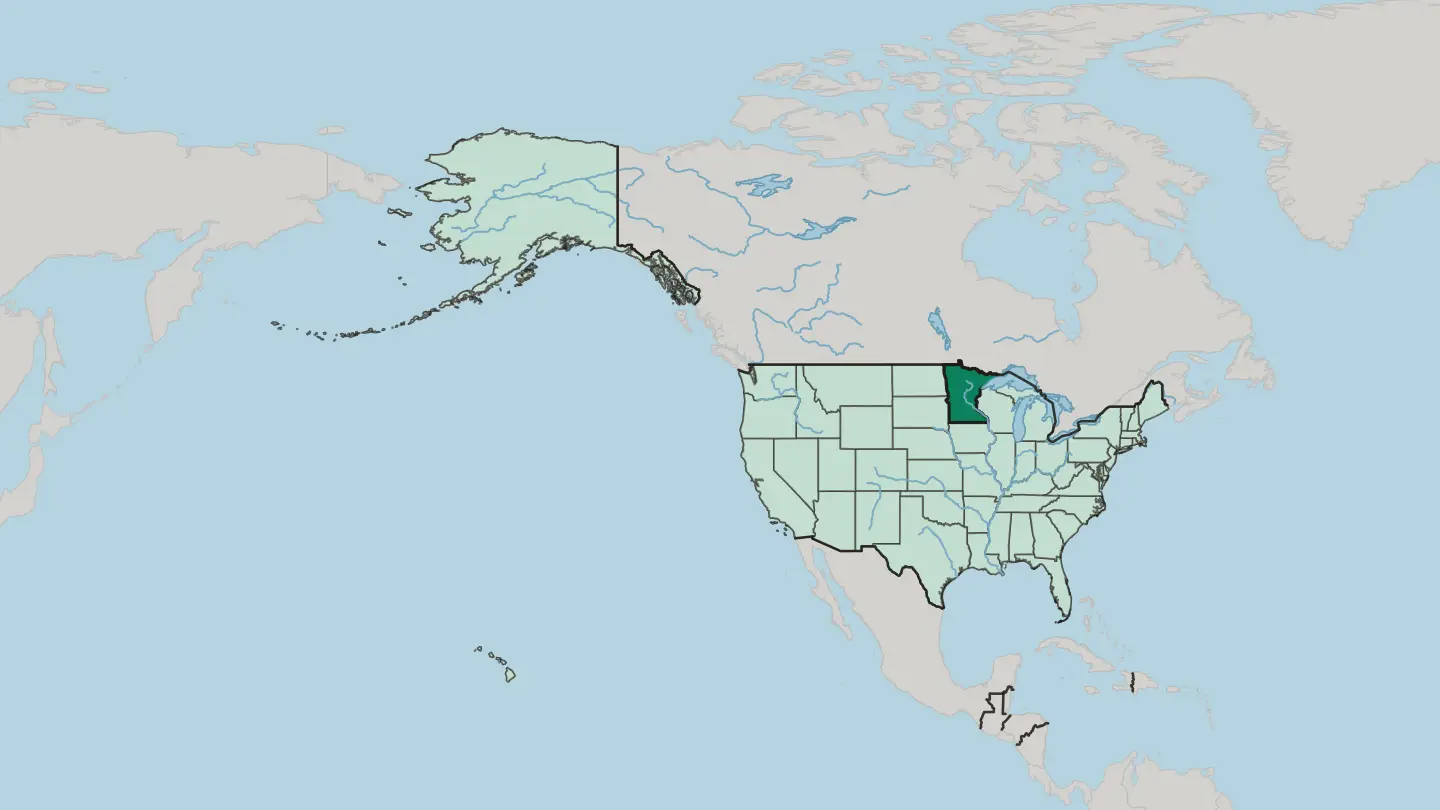 Map of Minnesota in United States