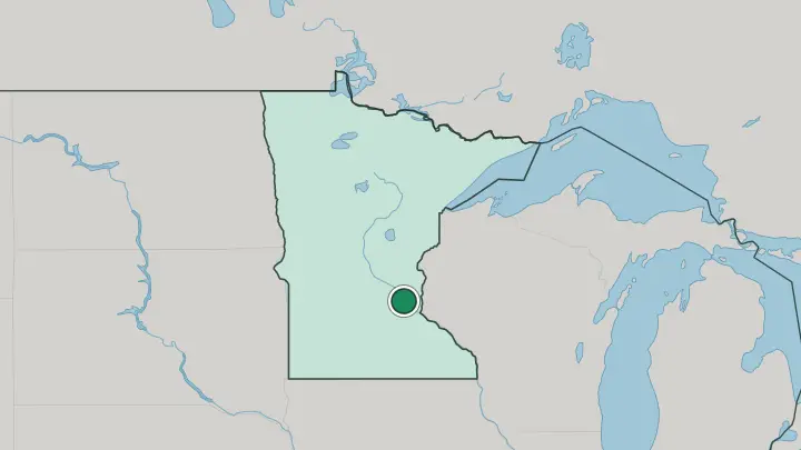 Map of Minneapolis in United States