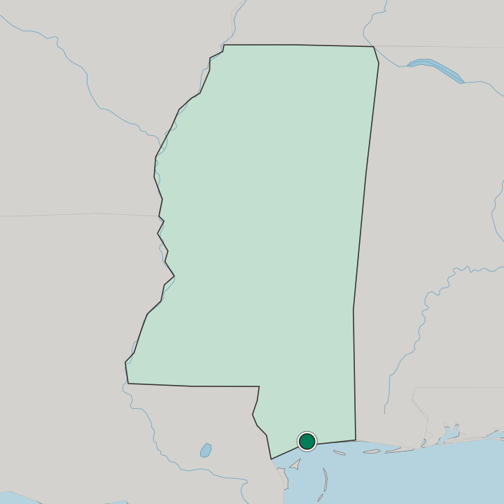 Map showing Gulfport — In Mississippi