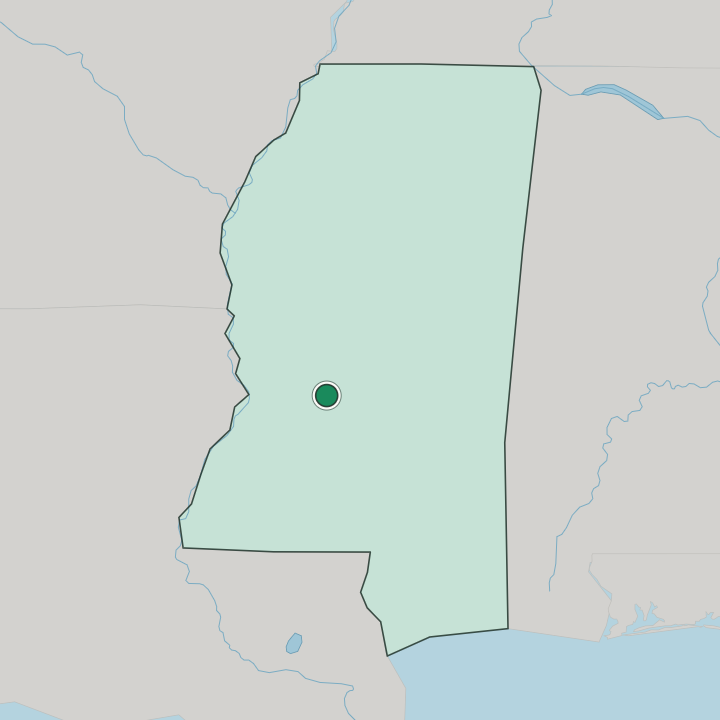 Map showing Jackson — In Mississippi