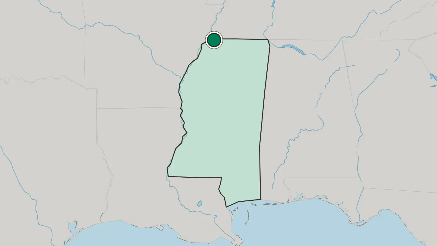 Map of Southaven in United States