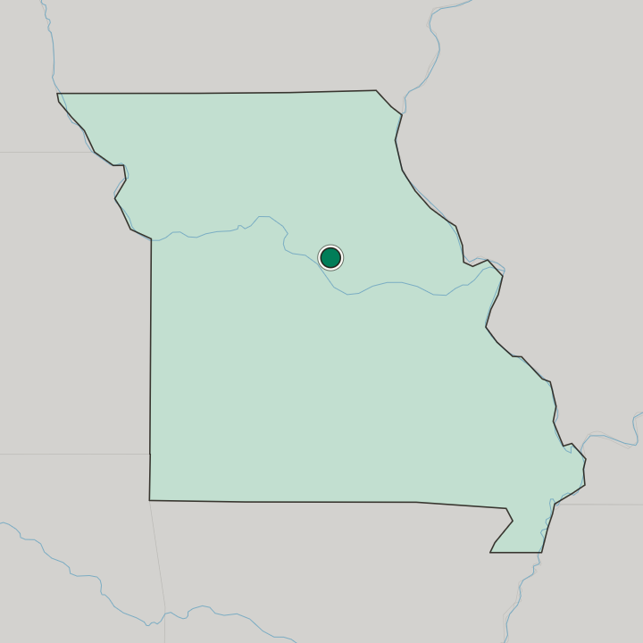 Map showing Columbia — In Missouri
