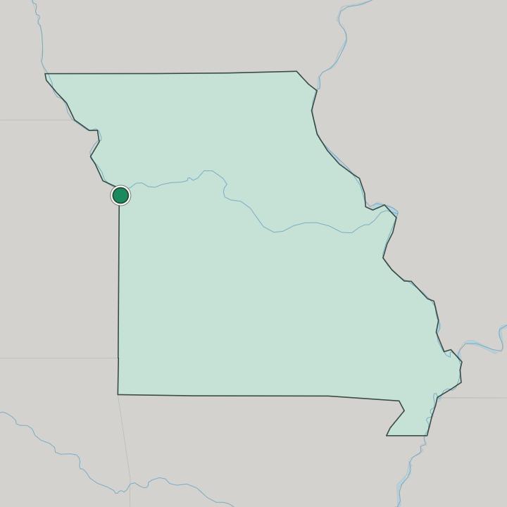 Map showing Kansas City — In Missouri