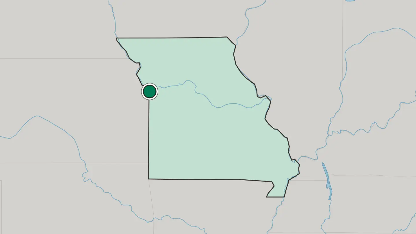 Map of Kansas City in United States