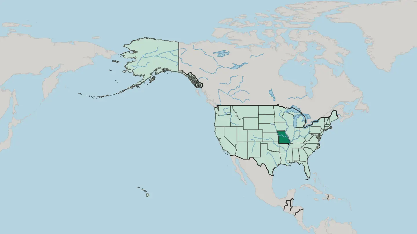 Map of Missouri in United States