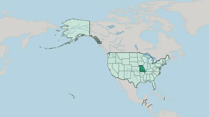 Map of Missouri in United States