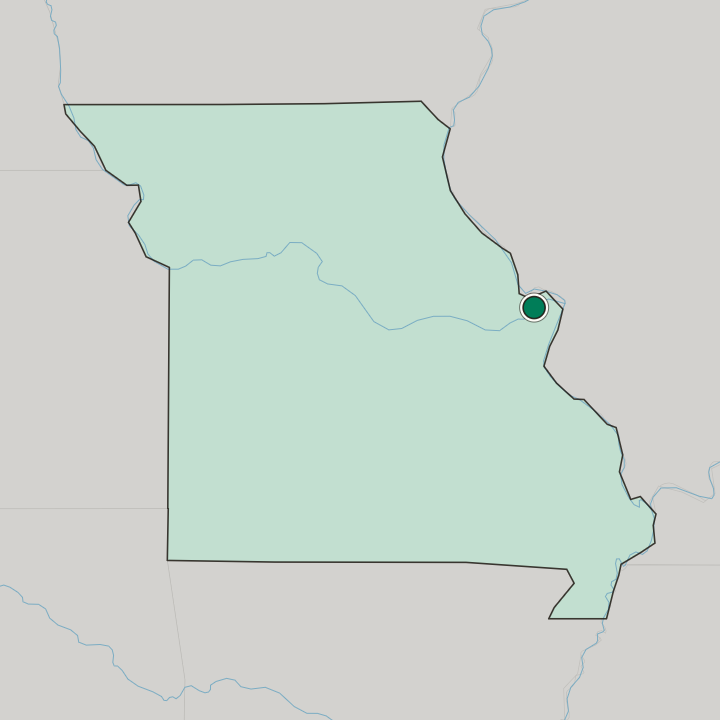 Map showing Saint Charles — In Missouri