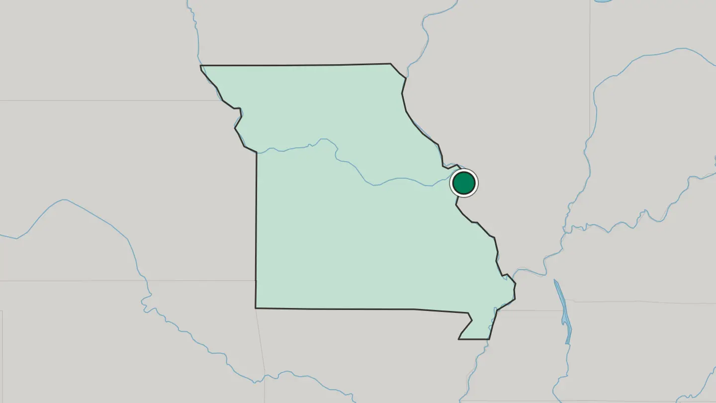 Map of St. Louis in United States