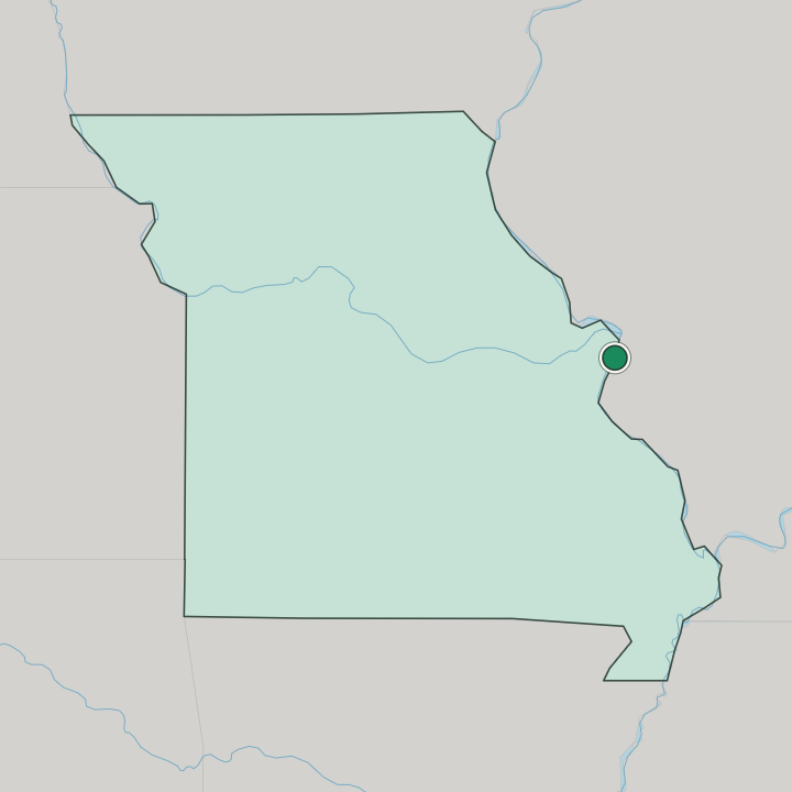 Map showing St. Louis — In Missouri