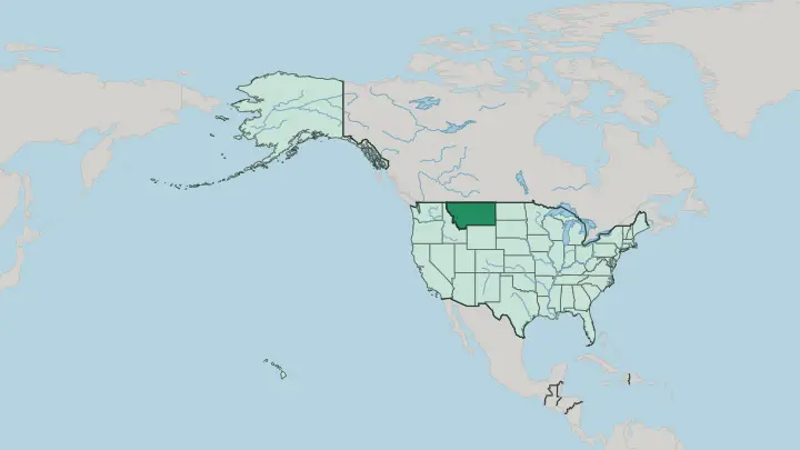 Map of Montana in United States