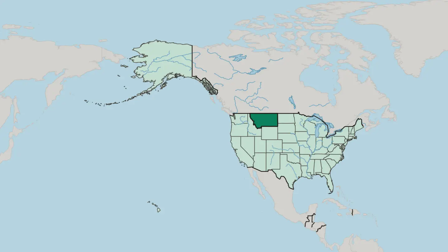 Map of Montana in United States