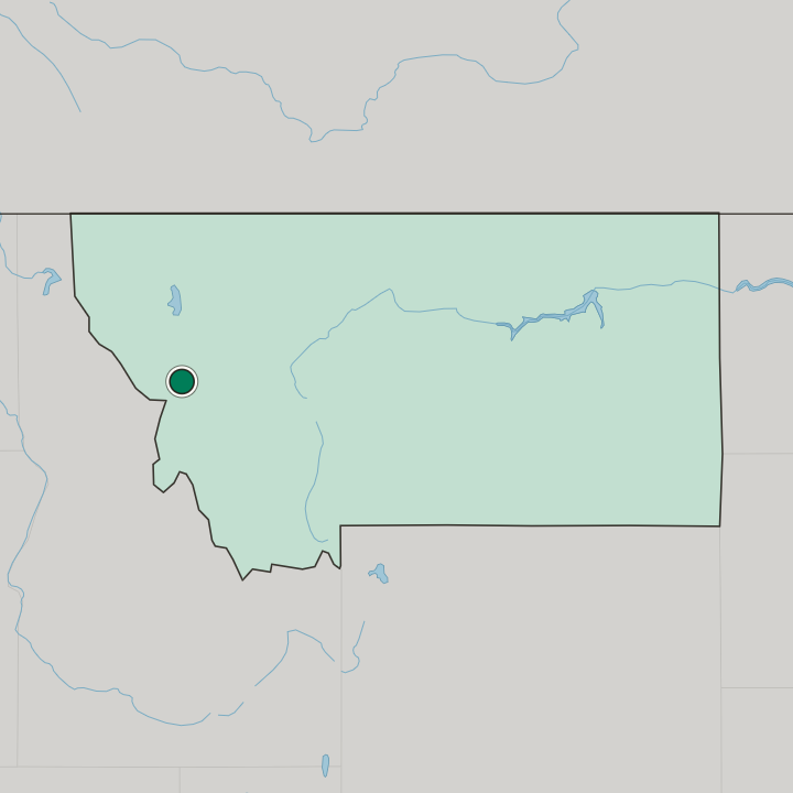 Map showing Missoula — In Montana