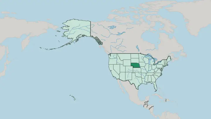 Map of Nebraska in United States