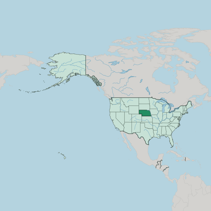 Map showing Nebraska — In United States