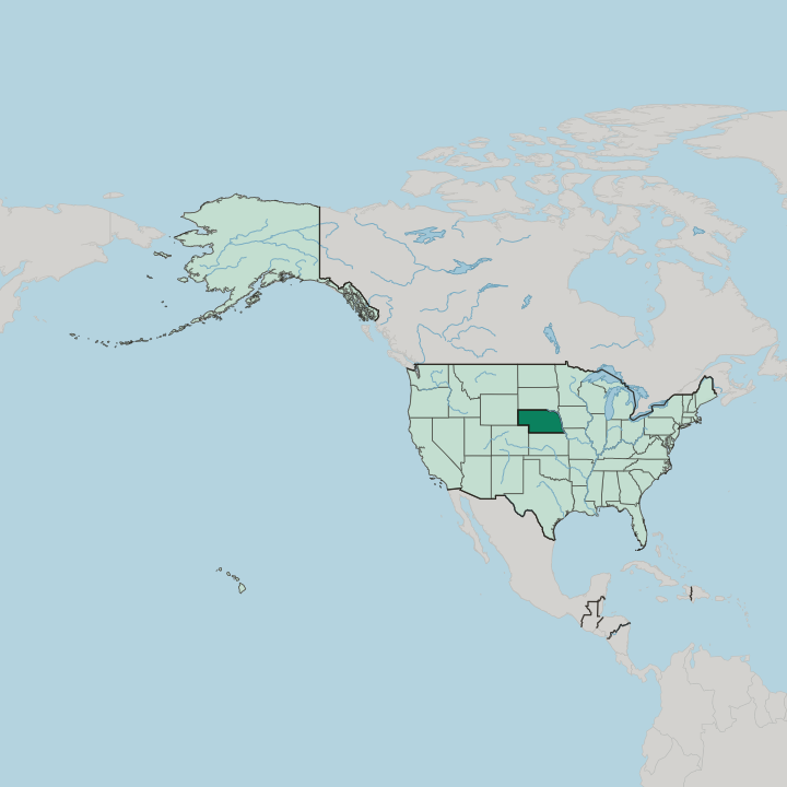 Map showing Nebraska — In United States
