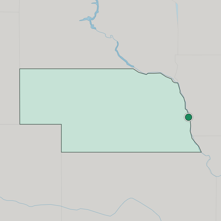 Map showing Omaha — In Nebraska